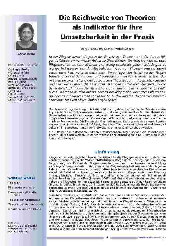 [doc_201270] Die Reichweite von Theorien als Indikator für ihre Umsetzbarkeit in der Praxis
