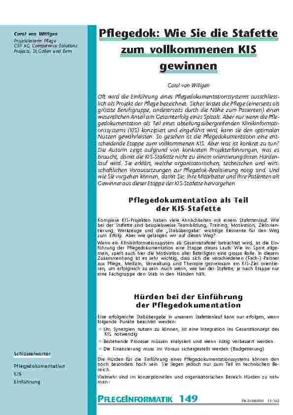 [doc_200785] Pflegedok: Wie Sie die Stafette zum vollkommenen KIS gewinnen