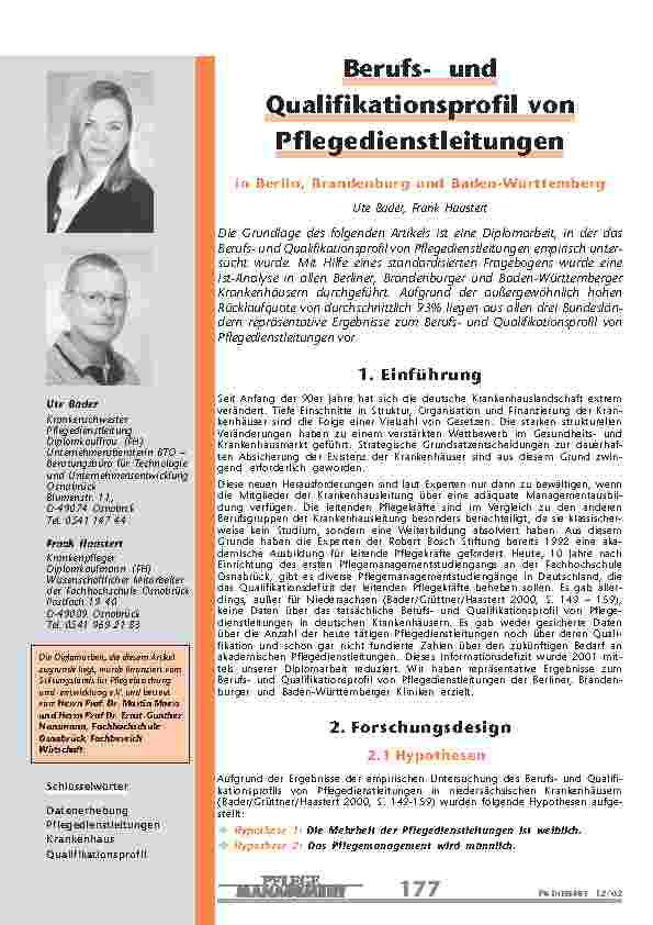 [doc_200778] Berufsund Qualifikationsprofil von Pflegedienstleitungen