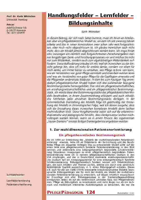[doc_200751] Handlungsfelder – Lernfelder – Bildungsinhalte
