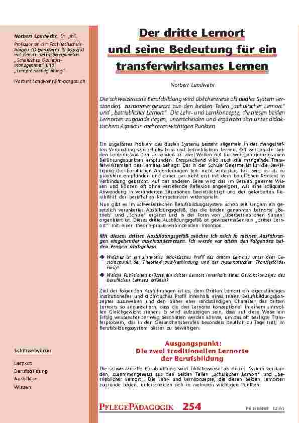 [doc_200701] Der dritte Lernortund seine Bedeutung für eintransferwirksames Lernen