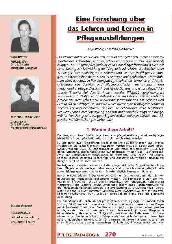 [doc_200699] Eine Forschung überdas Lehren und Lernen inPflegeausbildungen