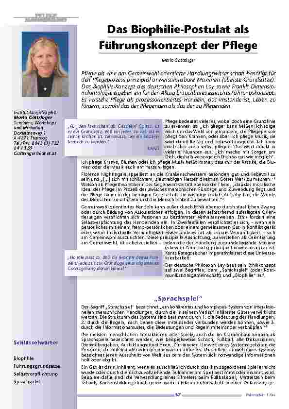 [doc_200691] Das Biophilie-Postulat alsFührungskonzept der Pflege