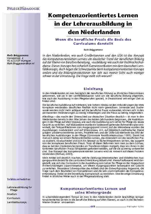 [doc_200609] Kompetenzorientiertes Lernenin der Lehrerausbildung inden Niederlanden