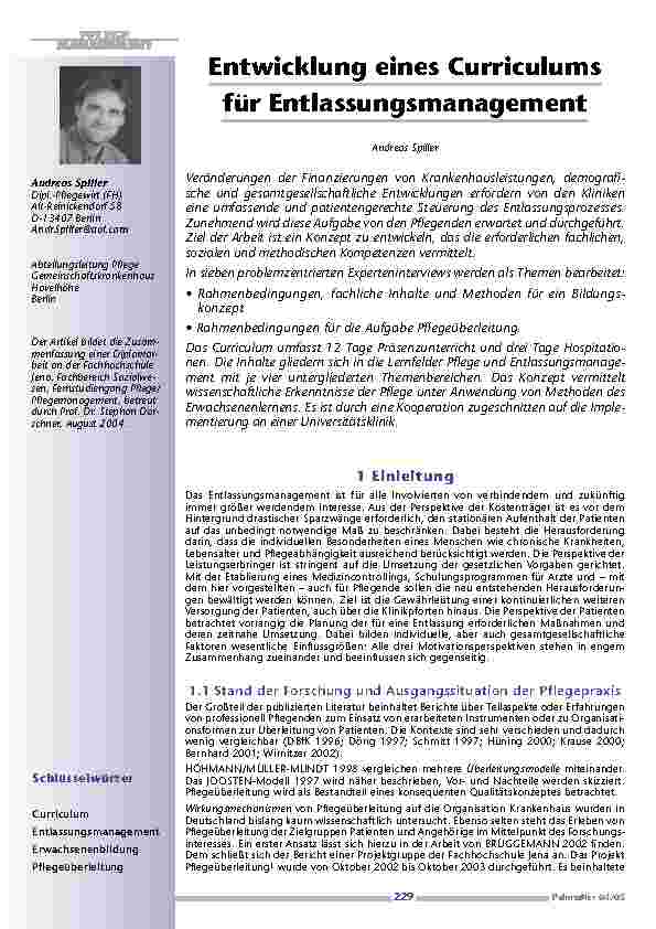 [doc_200572] Entwicklung eines Curriculumsfür Entlassungsmanagement