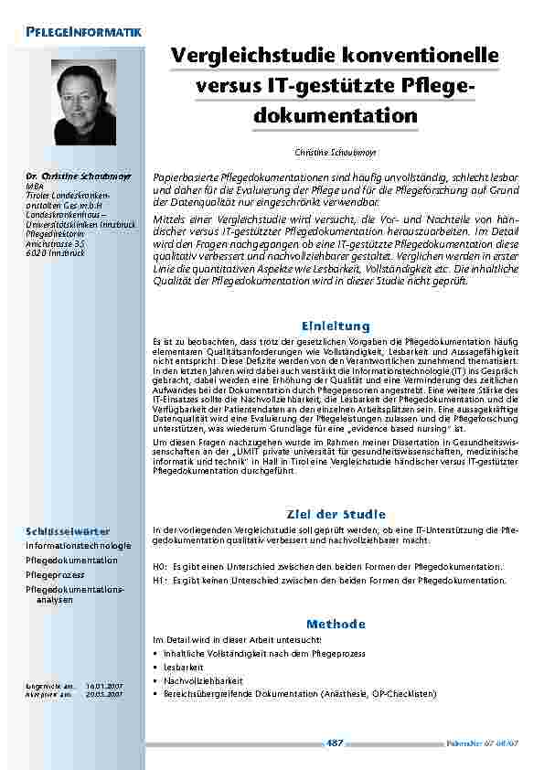 [doc_200373] Vergleichstudie konventionelleversus IT-gestützte Pflegedokumentation