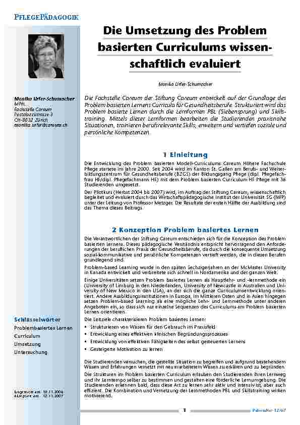 [doc_200300] Die Umsetzung des Problem basierten Curriculums wissenschaftlich evaluiert