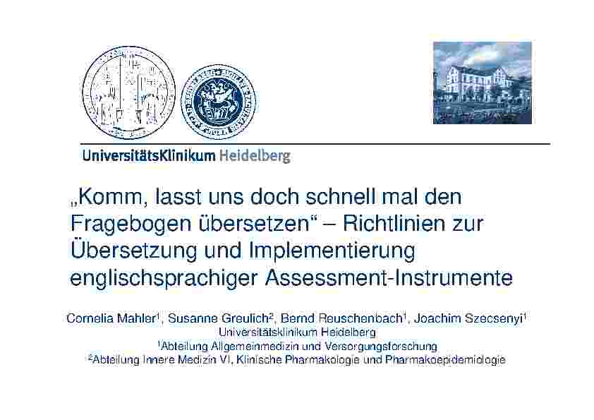 [doc_200290] „Komm, lasst uns doch schnell mal den Fragebogen übersetzen“ – Richtlinien zur Übersetzung und Implementierung englischsprachiger Assessment-Instrumente