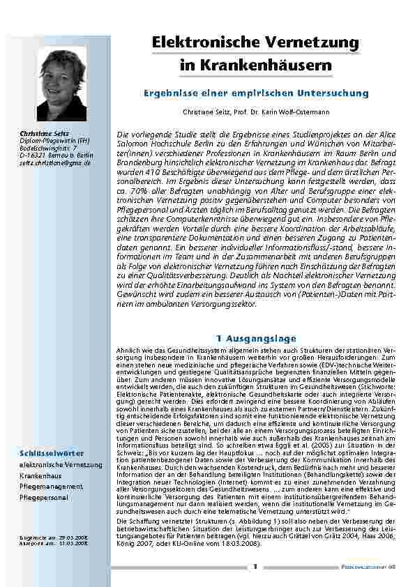 Elektronische Vernetzung in Krankenhäusern - Ergebnisse einer empirischen Untersuchung