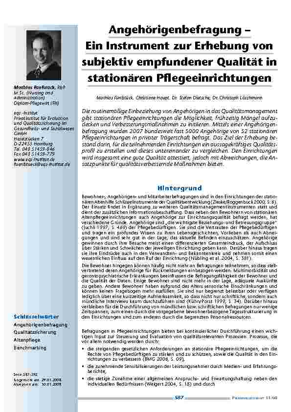 [doc_200202] Angehörigenbefragung – Ein Instrument zur Erhebung von subjektiv empfundener Qualität in stationären Pflegeeinrichtungen