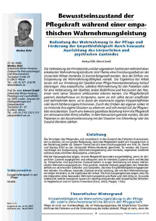 [doc_200107] Bewusstseinszustand der Pflegekraft während einer empathischen Wahrnehmungsleistung – Bedeutung der Wahrnehmung in der Pflege und Förderung der Empathiefähigkeit durch bewusste Ausrichtung des körperlichen und psychischen Zustandes