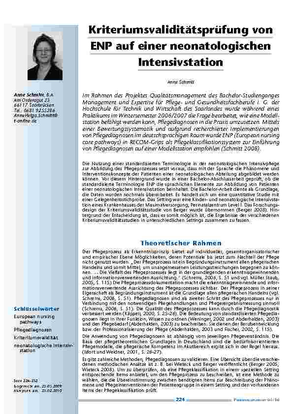 [doc_200072] Kriteriumsvaliditätsprüfung von ENP auf einer neonatologischen Intensivstation