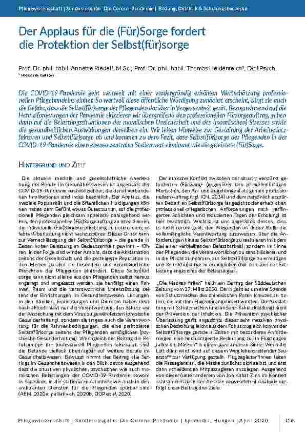[doc_196820] Der Applaus für die Fürsorge fordert die Protektion der Selbstfürsorge.