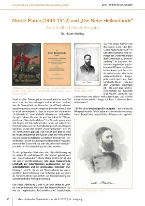 [doc_569201] Moritz Platen (1844-1912) und „Die Neue Heilmethode“ Zum Titelbild dieser Ausgabe