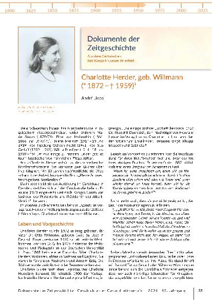 [doc_315907] Dokumente der Zeitgeschichte Charlotte Herder, geb. Willmann (* 1872 – † 1959)¹