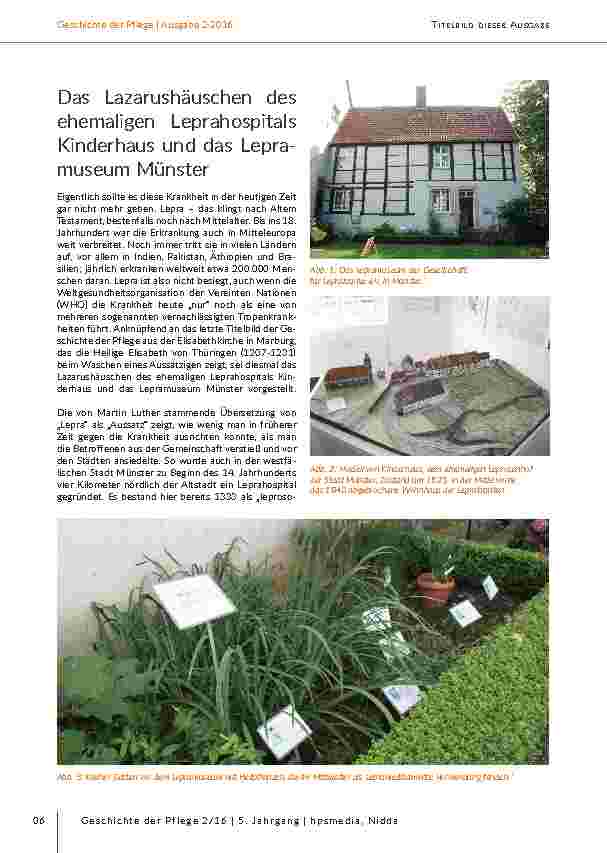[doc_203093] Das Lazarushäuschen des ehemaligen Leprahospitals Kinderhaus und das Lepramuseum Münster