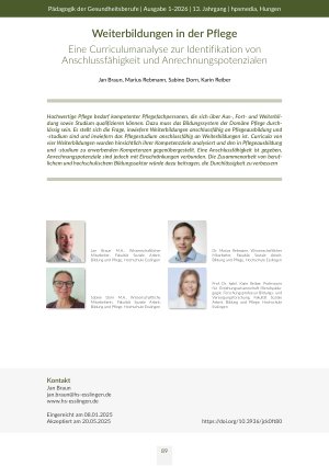 [doc_570998] Weiterbildungen in der Pflege Eine Curriculumanalyse zur Identifikation von Anschlussfähigkeit und Anrechnungspotenzialen