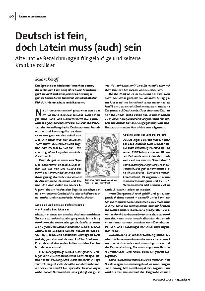 [doc_323187] Deutsch ist fein, doch Latein muss (auch) sein. Alternative Bezeichnungen für geläufige und seltene Krankheitsbilder.