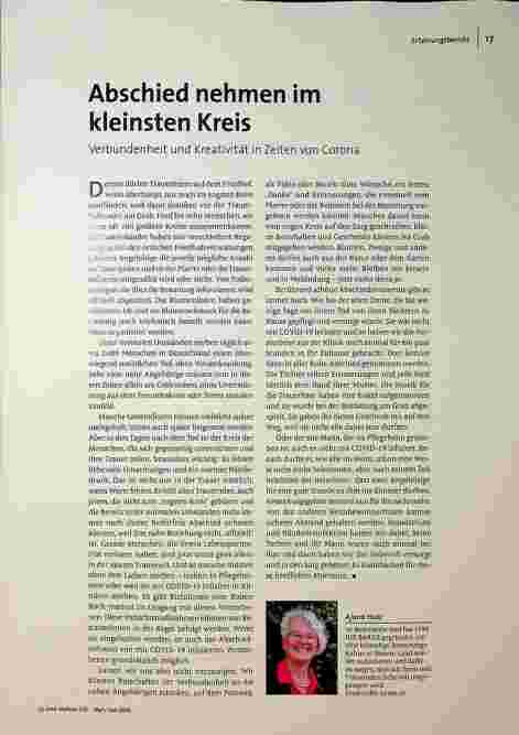 [doc_196395] Abschied nehmen im kleinsten Kreis. Verbundenheit und Kreativität in Zeiten von Corona.