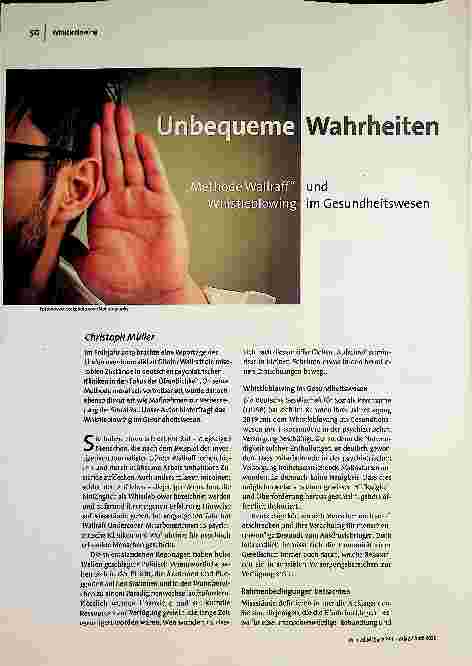 [doc_194904] Unbequeme Methode zur Enthüllung von Wahrheiten im Gesundheitswesen: Whistleblowing.