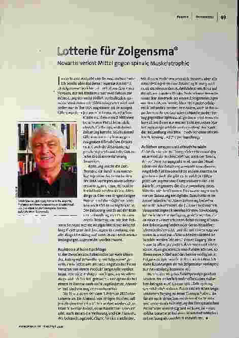 [doc_194903] Lotterie für Zolgensma®: Novartis verlost Mittel gegen spinale Muskelatrophie