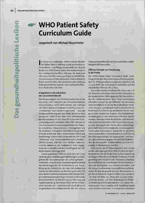 [doc_187292] WHO Patient Safety Currículum Cuíde