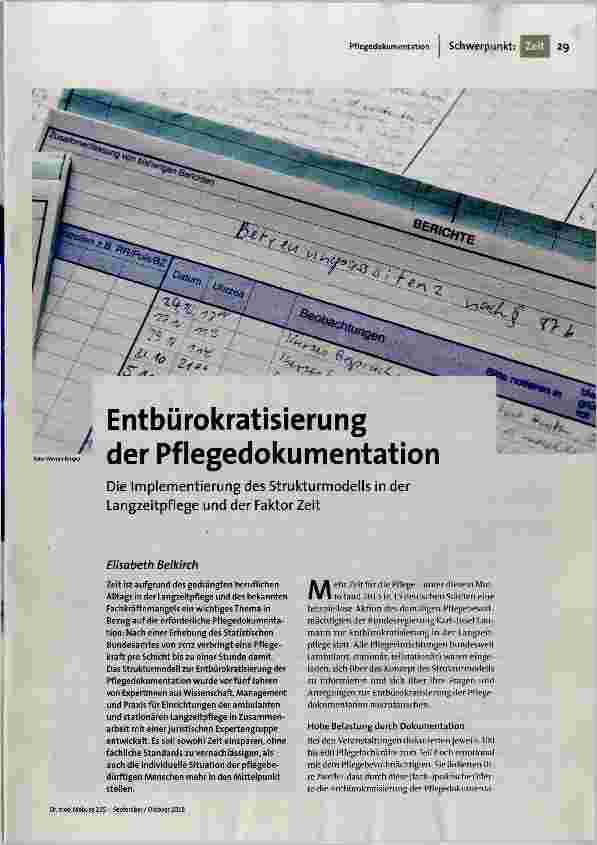 [doc_185073] Entbürokratisierung der Pflegedokumentation