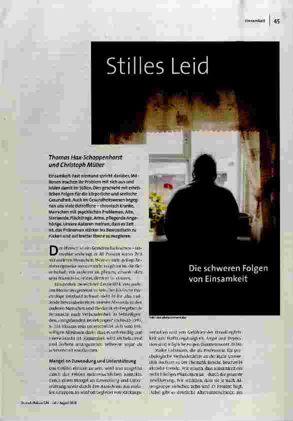 [doc_184444] Stilles Leid Die schweren Folgen von Einsamkeit