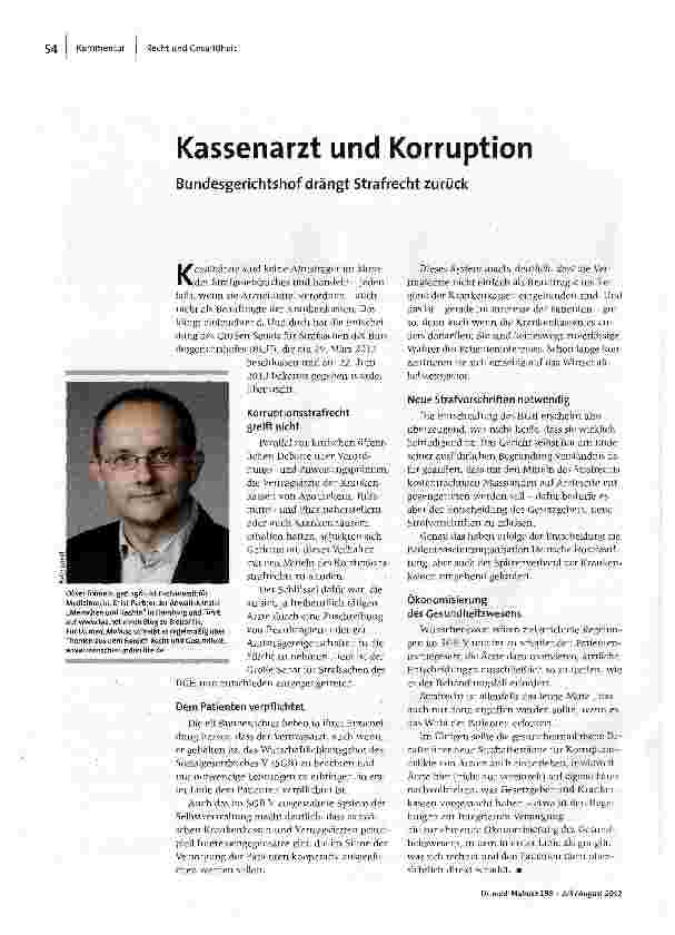 [doc_135453] Kassenarzt und Korruption