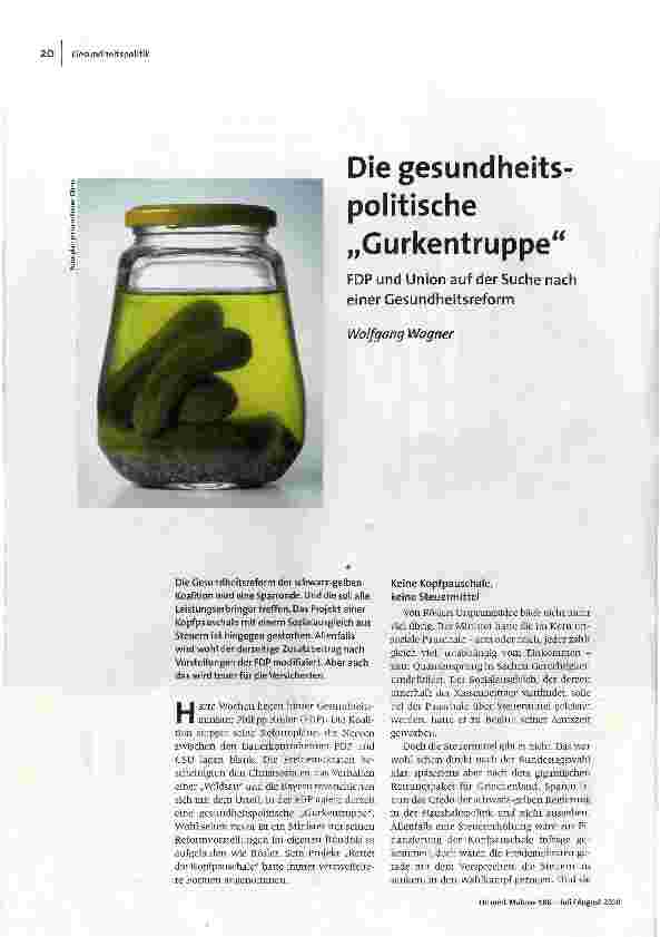 [doc_118720] Die gesundheitspolitische „Gurkentruppe
