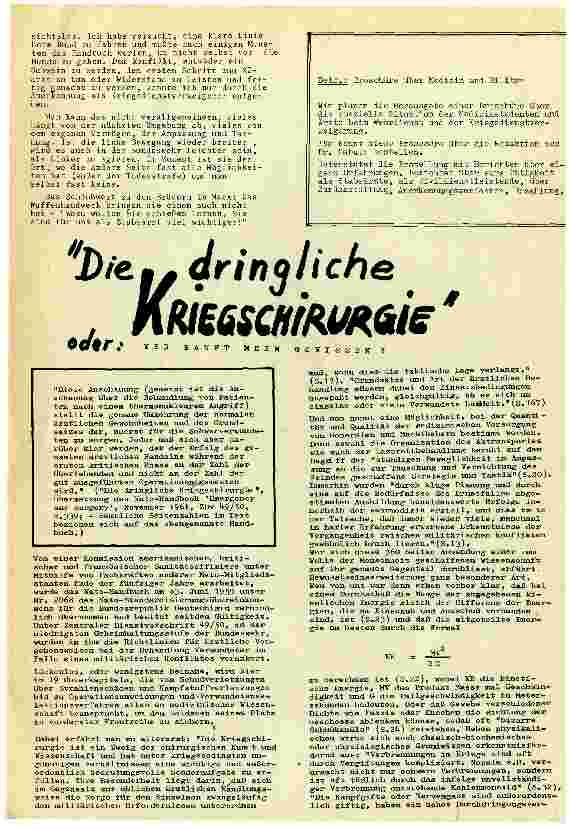 [doc_110451] Die dringliche Kriegschirurgie oder: wer keuft mein Gewissen?