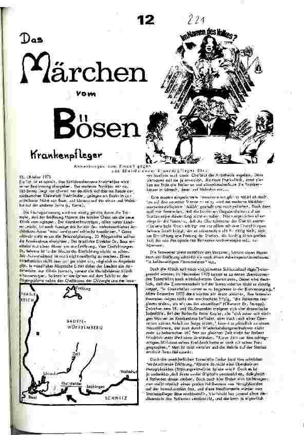 [doc_110131] Das Märchen vom Bösen KrankenpflegerAnmerkungen zum Prozess gegen den Rheinfeldener Krankenpfleger BöseAnmerkungen zum Prozeß den