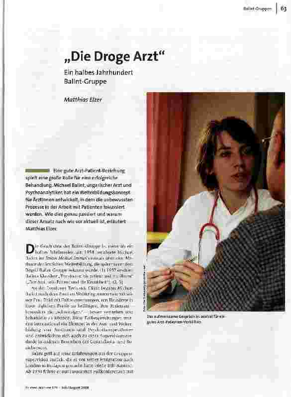 [doc_105137] Die Droge ArztEin halbes Jahrhundert Balint-Gruppe