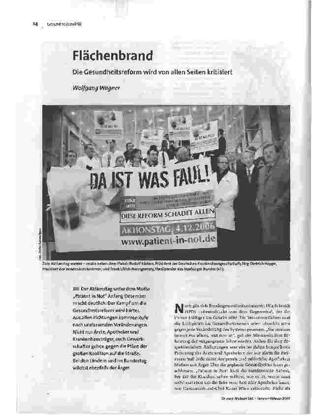 [doc_96135] FlächenbrandDie Gesundheitsreform wird von allen Seiten kritisiert