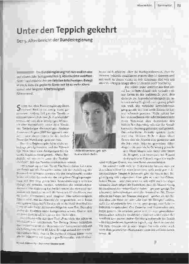 [doc_93959] Unter den Teppich gekehrt - Der 5. Altenbericht der Bundesregierung