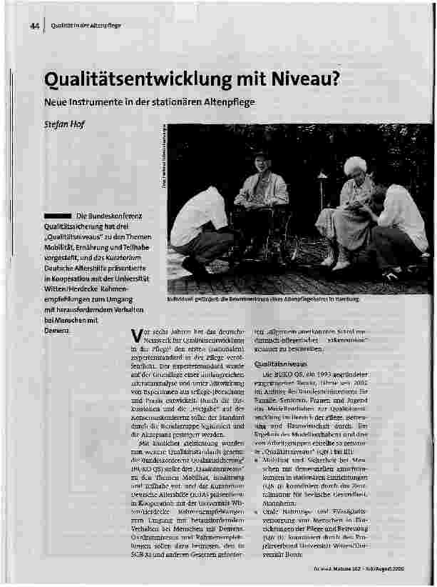 [doc_93053] Qualitätsentwicklung mit Niveau?Neue Instrumente in der stationären Altenpflege