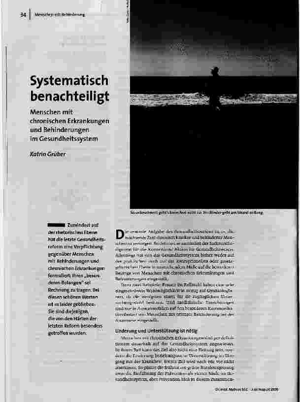 [doc_93049] Systematisch benachteiligtMenschen mit chronischen Erkrankungen und Behinderungen im Gesundheitssystem