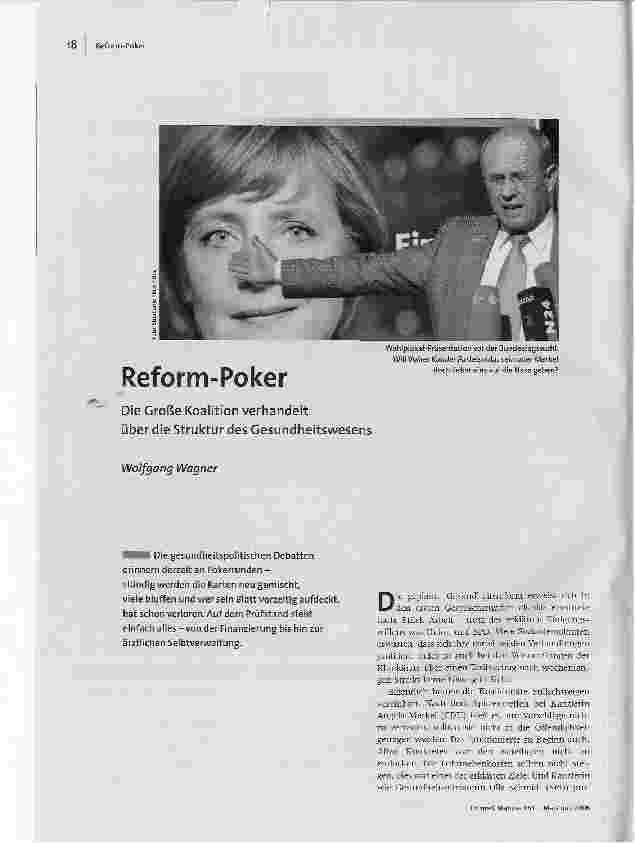 [doc_91584] Reform-Poker-Die Große Koalition verhandeltüber die Struktur des Gesundheitswesen