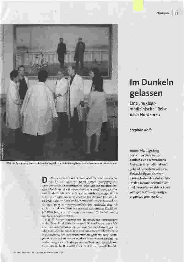 [doc_87741] Im Dunkeln gelassenEine nuklearmedizinische Reise nach Nordkorea