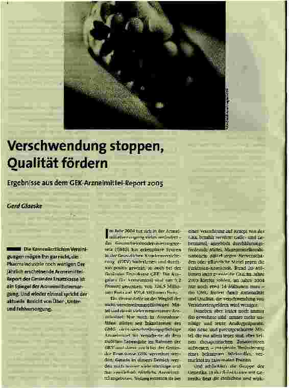 [doc_86906] Verschwendung stoppen, Qualität fördernErgebnisse aus dem GEK-Arzneimittel-Report 2005