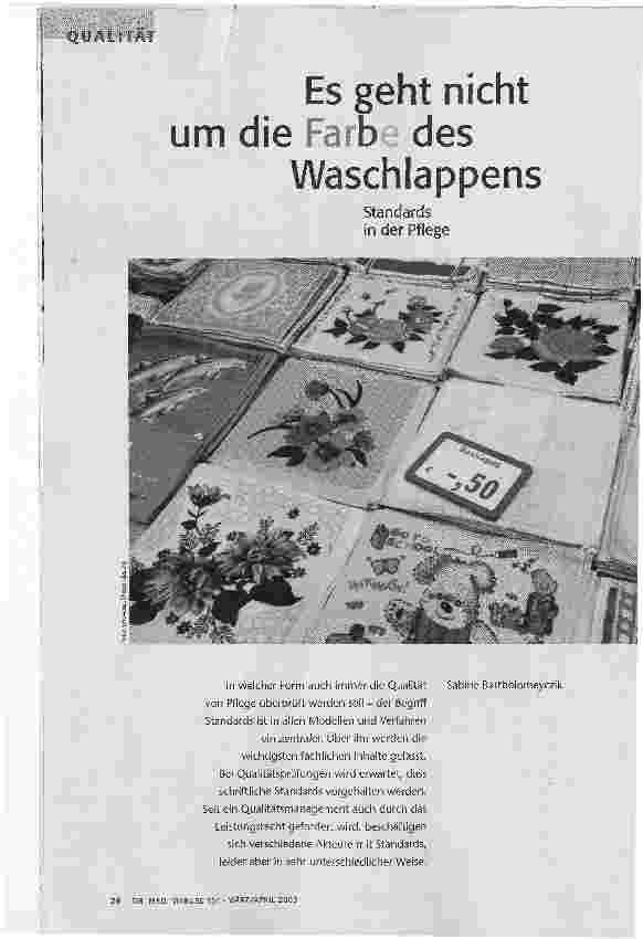 [doc_84443] Es geht nicht um die Farbe des WaschlappensStandards in der Pflege