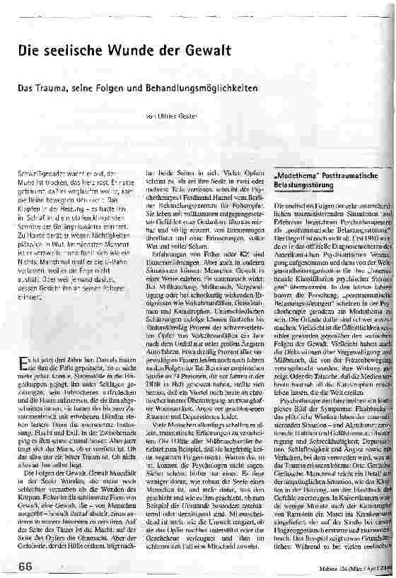 [doc_52883] Die seelische Wunde der Gewalt Das Trauma, seine Folgen und Behandlungsmöglichkeiten