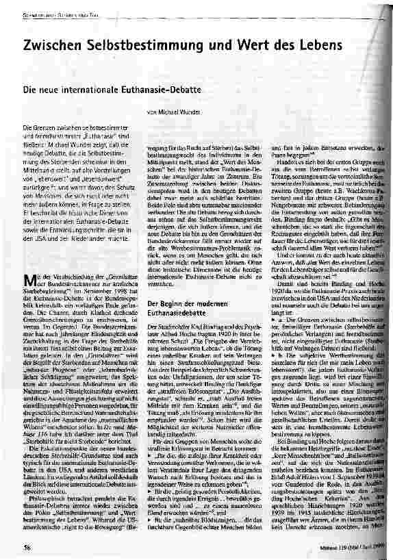 [doc_49816] Zwischen Selbstbestimmung und Wert des Lebens Die neue internationale Euthanasie-Debatte