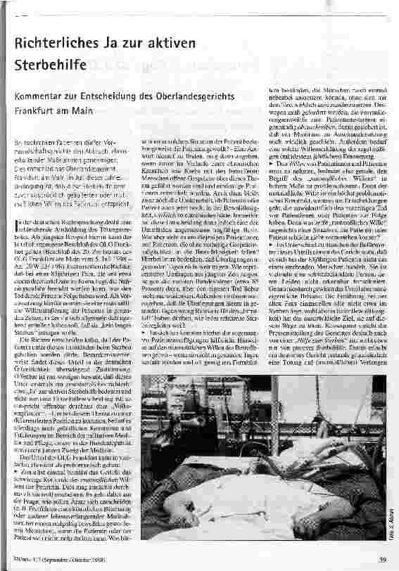 [doc_47298] Richterliches Ja zur aktiven Sterbehilfe Kommentar zur Entscheidung des Overlandesgerichtes Frankfurt am Main
