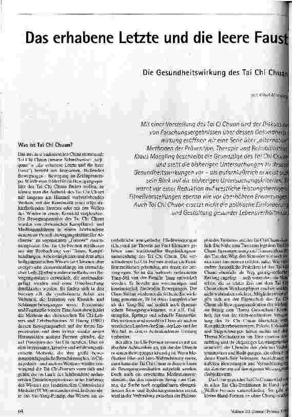 [doc_44192] Das erhabene Letzte und die leere Faust Die Gesundheitswirkung des Tai Chi Chuan
