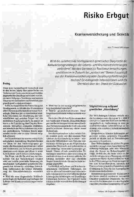 [doc_42572] Risiko Erbgut Krankenversicherung und Genetik