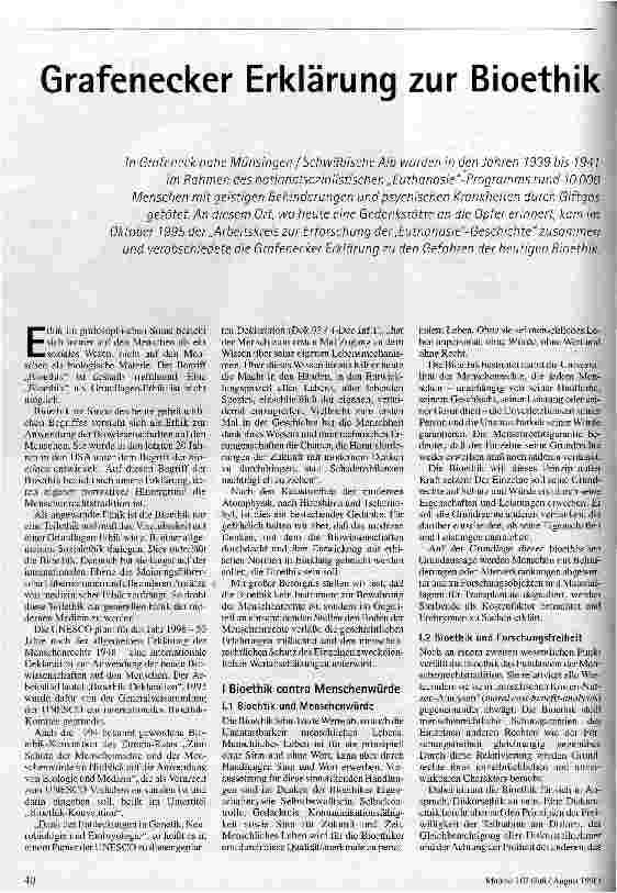 [doc_38442] Grafenecker Erklärung zur Bioethik