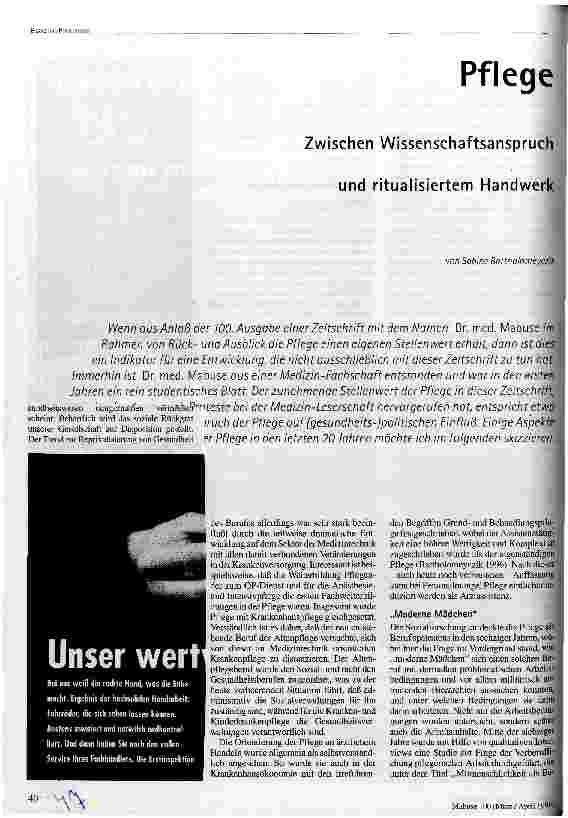 [doc_37117] Zwischen Wissenschaftsanspruch und ritualisiertem Handwerk