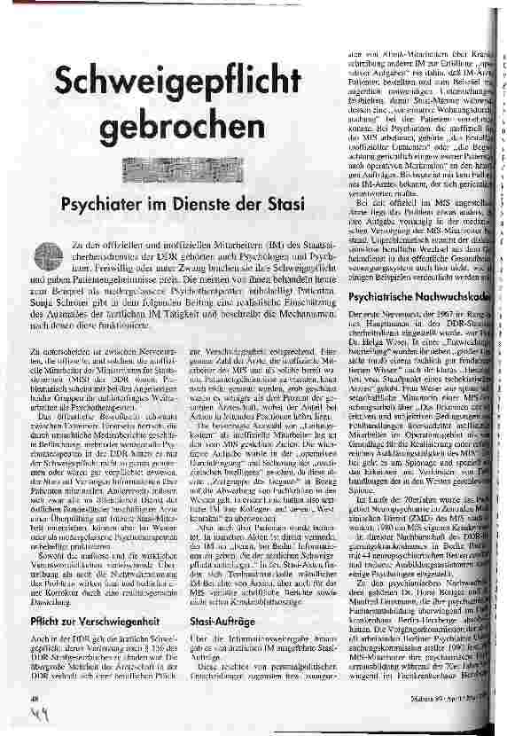 [doc_31847] Schweigepflicht gebrochen Psychiater im Dienste der Stasi