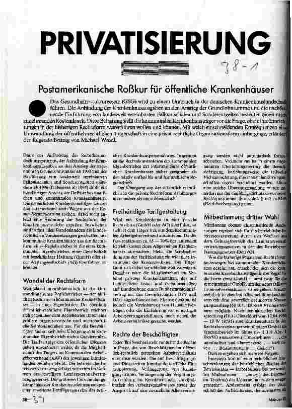 [doc_28975] Privatisierung Postamerikanische Roßkur für öffentliche Krankenhäuser